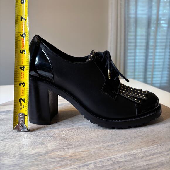 Office of Angela Scott Mrs. Robinson Black Leather Women’s Oxford Heel Shoes 8.5 - Picture 12 of 12